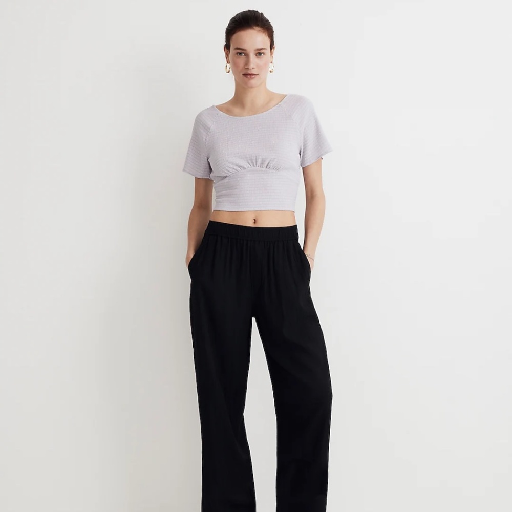 Madewell Shirred Crewneck Crop Top